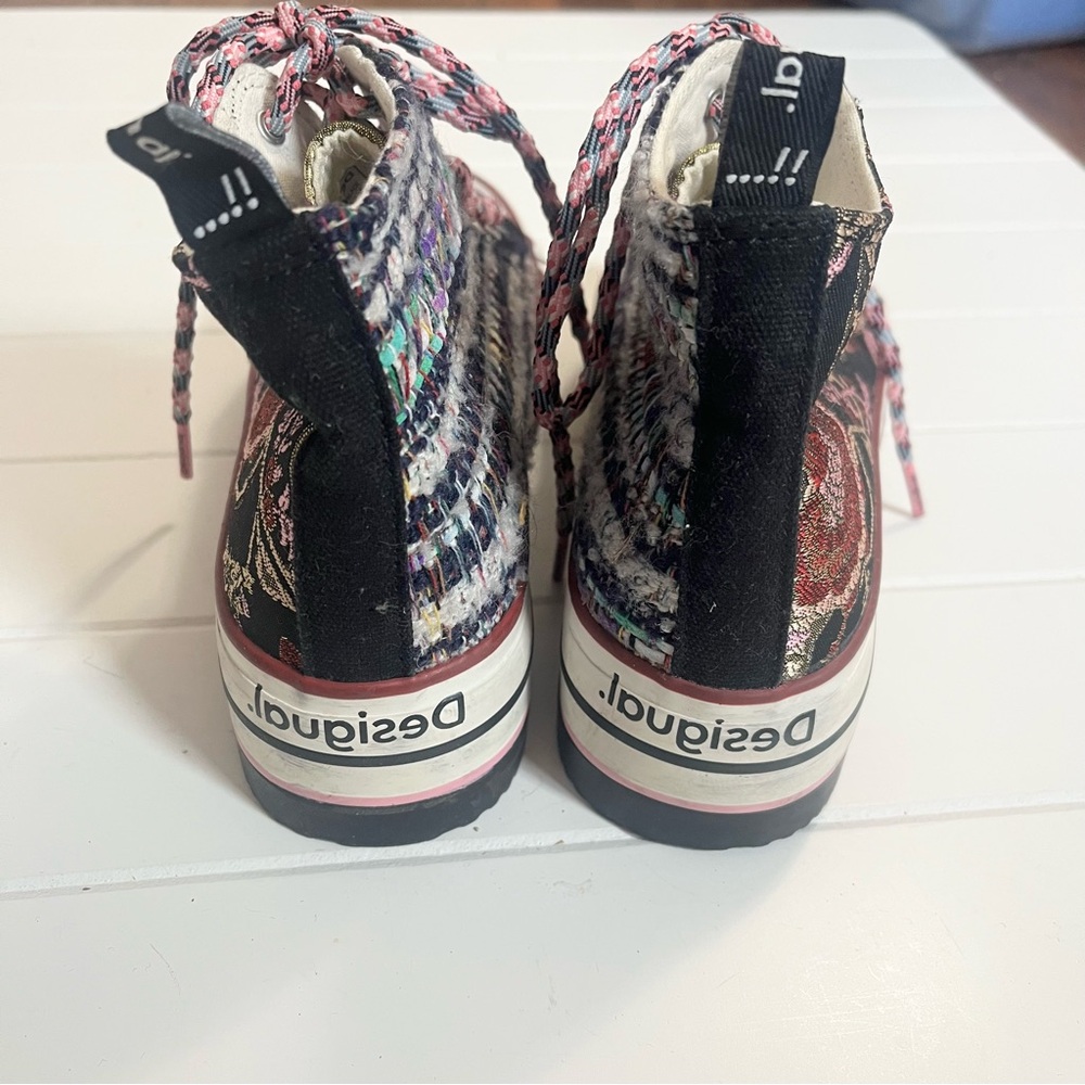 Desigual Mixed Textile Patchwork Sneaker Platform… - image 4